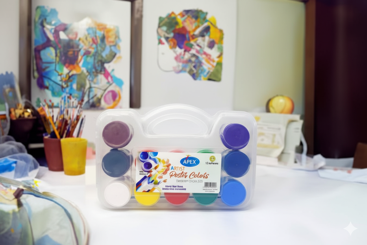 12-Colour Poster Paint Set with Handle