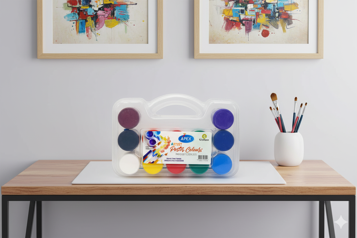 12-Colour Poster Paint Set with Handle