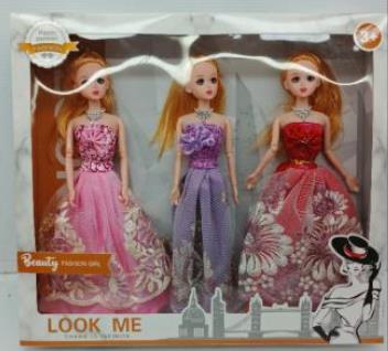 Fashion Dolls Set - 3 Dolls with Elegant Gowns