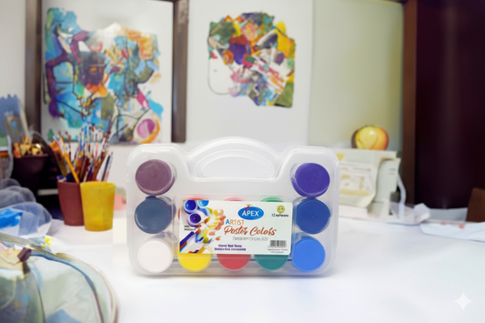 12-Colour Poster Paint Set with Handle