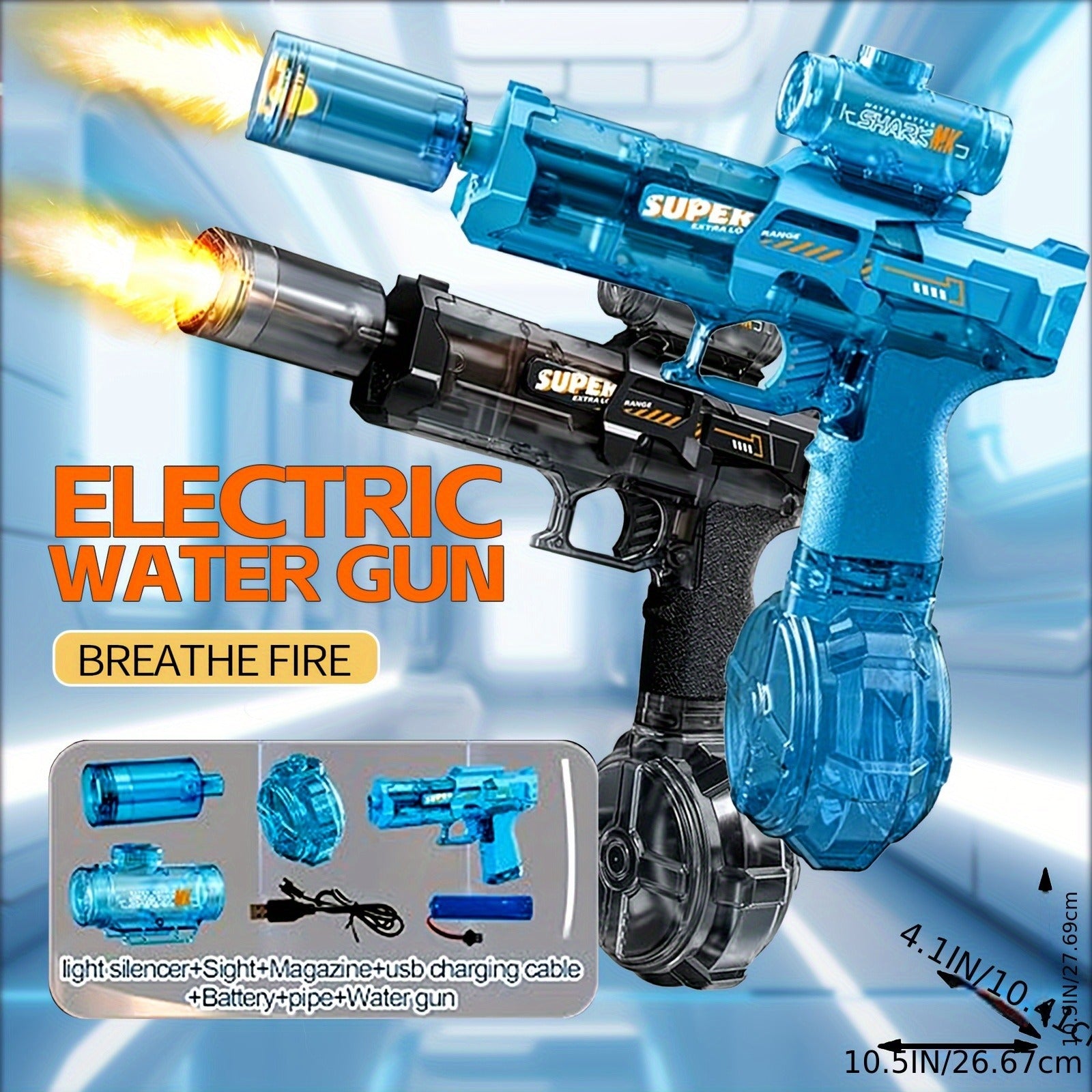 Electric Fire Water Gun With Lights