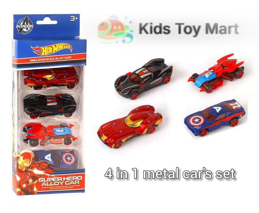 (Free Home Delivery)4 in 1 Hero Die Cast Car Metal Set