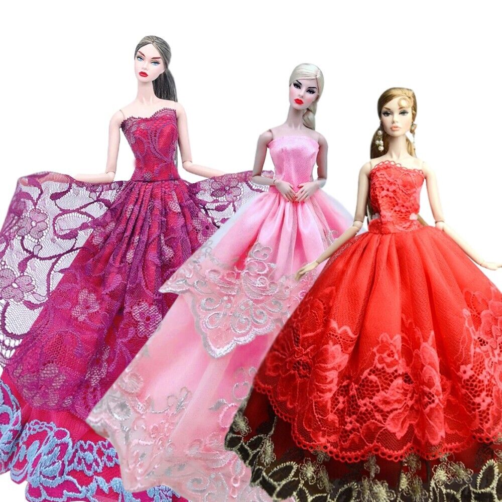 Fashion Dolls Set - 3 Dolls with Elegant Gowns