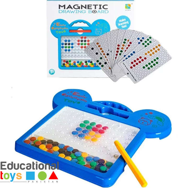 Magnetic Drawing Board with Colorful Beads and Cards
