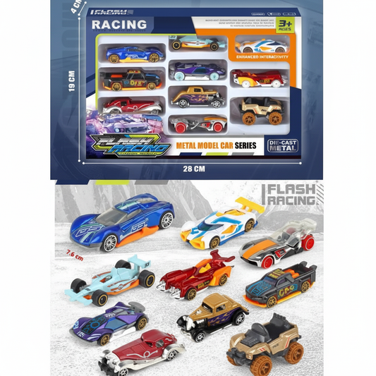 Metal Diecast Racing Car Set 10 Pcs